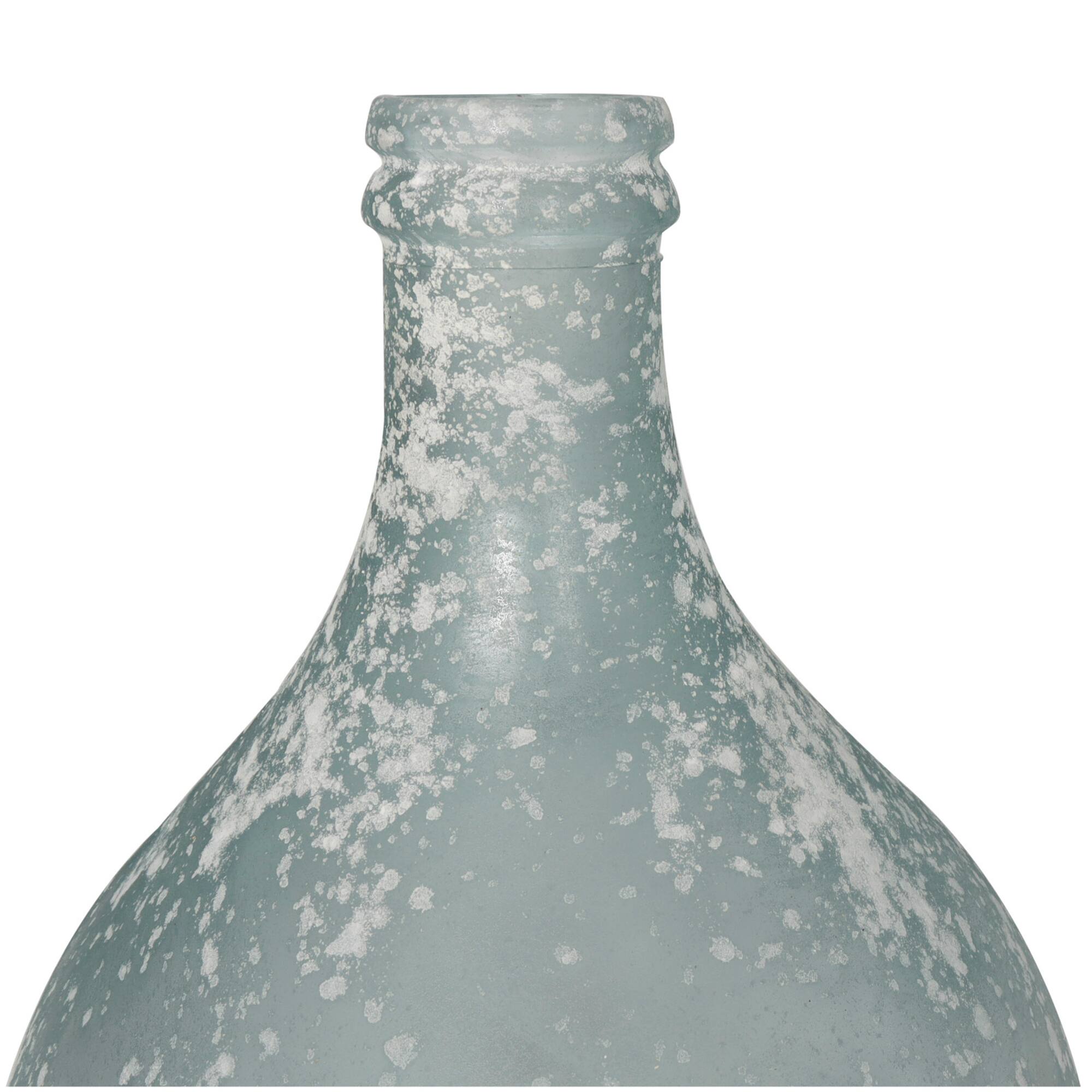 17" Clear Frosted Spanish Glass Bottle Vase